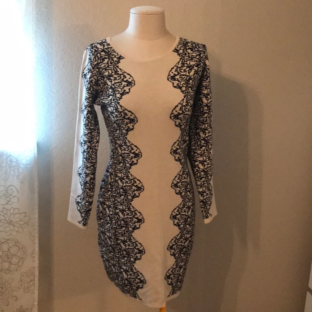 Tan and black fitted dress